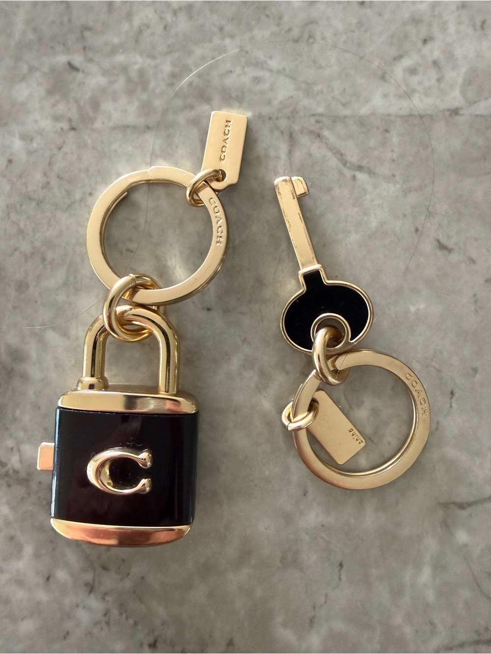 Coach Black and Gold Padlock Key Chain - Picture 2 of 2